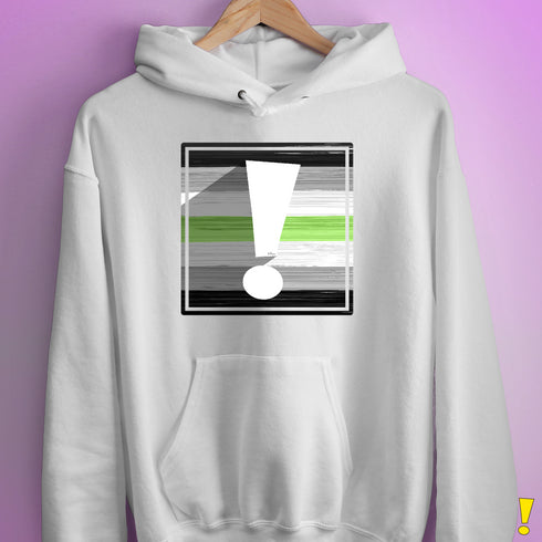Agender Pride Flag Exclamation Point Hoodie - White